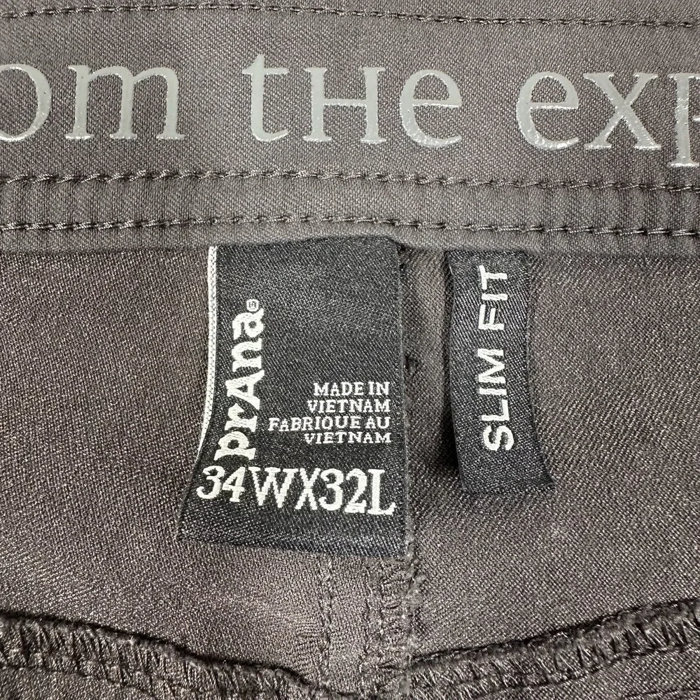 PrAna Brion Men's 34x32 Gray Slim Fit Nylon Stretch Hiking Outdoor Gorpcore